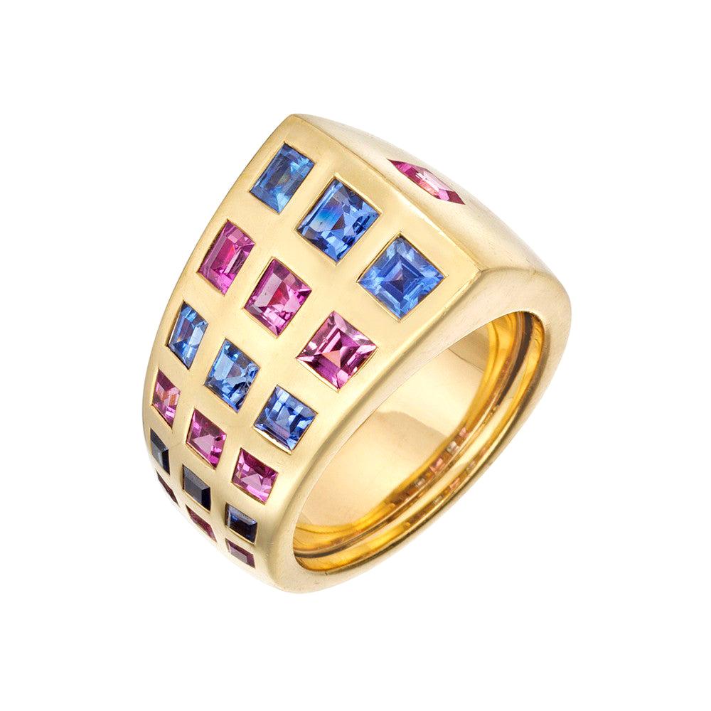 Chanel Blue and Pink Sapphire "Byzantine" Band Ring For Sale