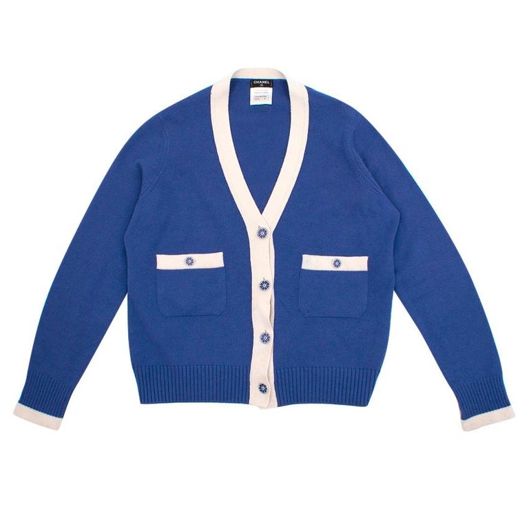 Chanel Blue and White cardigan US 10 at 1stDibs | white and blue ...