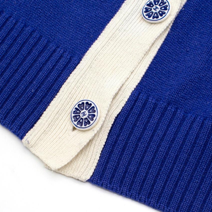 Women's Chanel Blue and White cardigan US 10