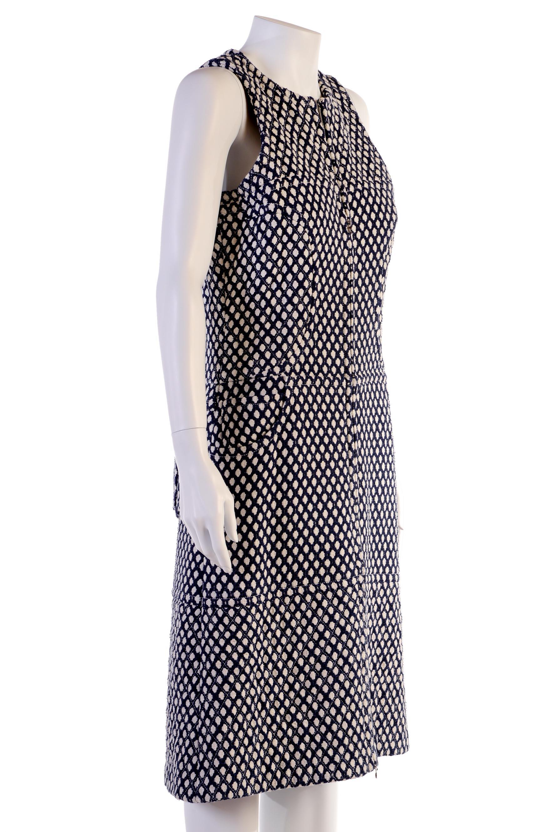 Women's CHANEL blue and white cotton dress FR 40 Spring 2008  08P For Sale