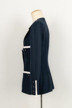 Chanel Blue and White Jacket in Wild Silk