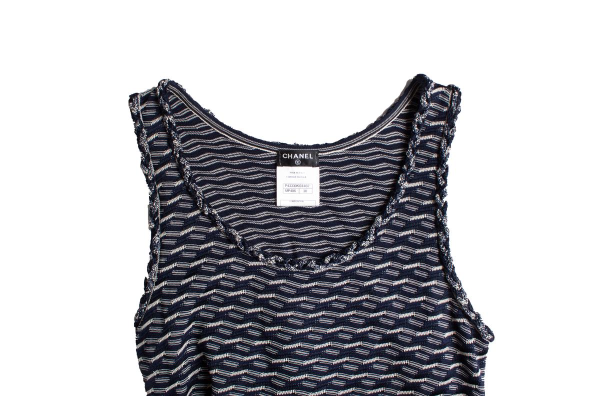 Chanel, Blue and white wrap dress For Sale 2