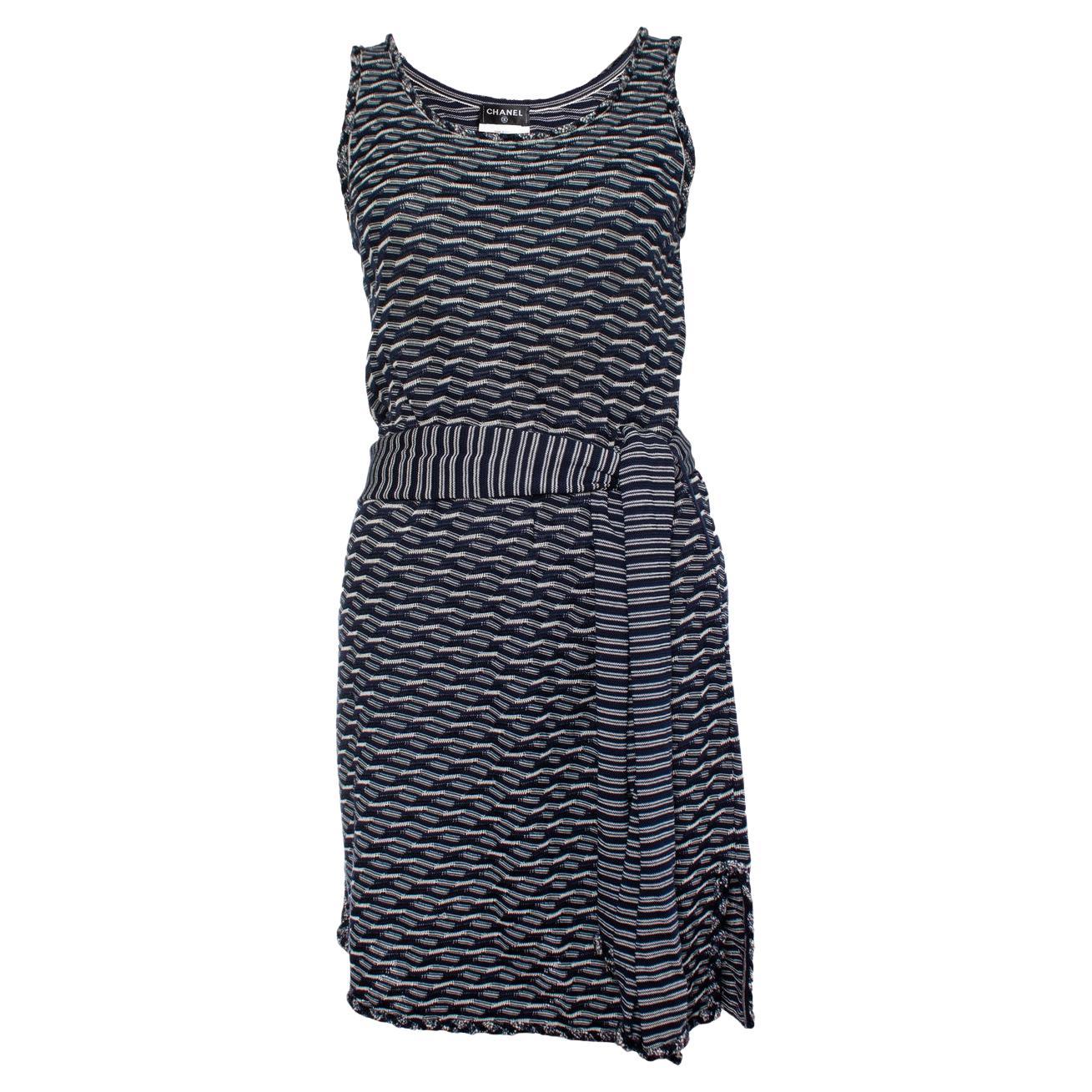Chanel, Blue and white wrap dress For Sale