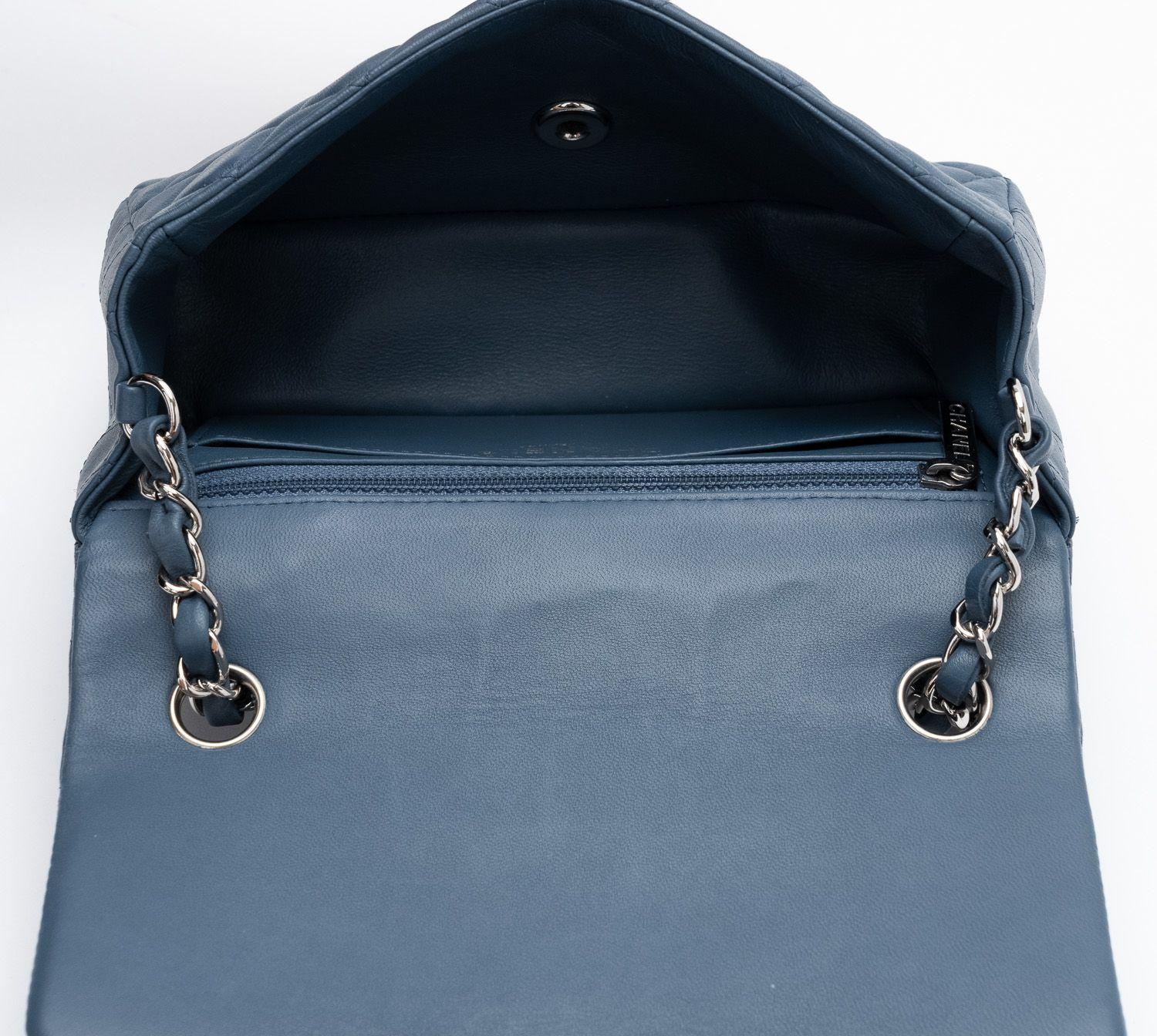 Chanel Blue Avio Flap Bag Small 2
