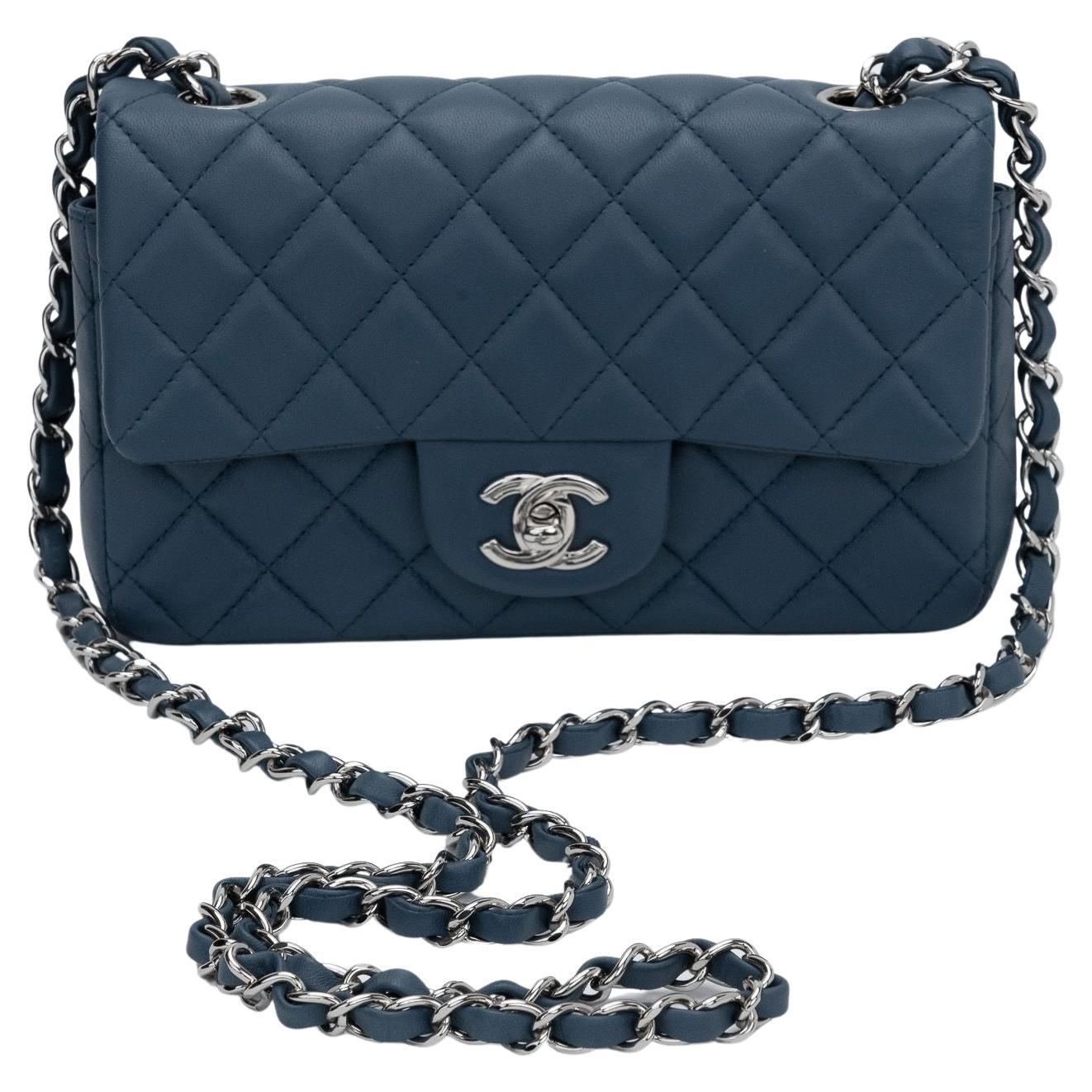Chanel Blue Avio Flap Bag Small