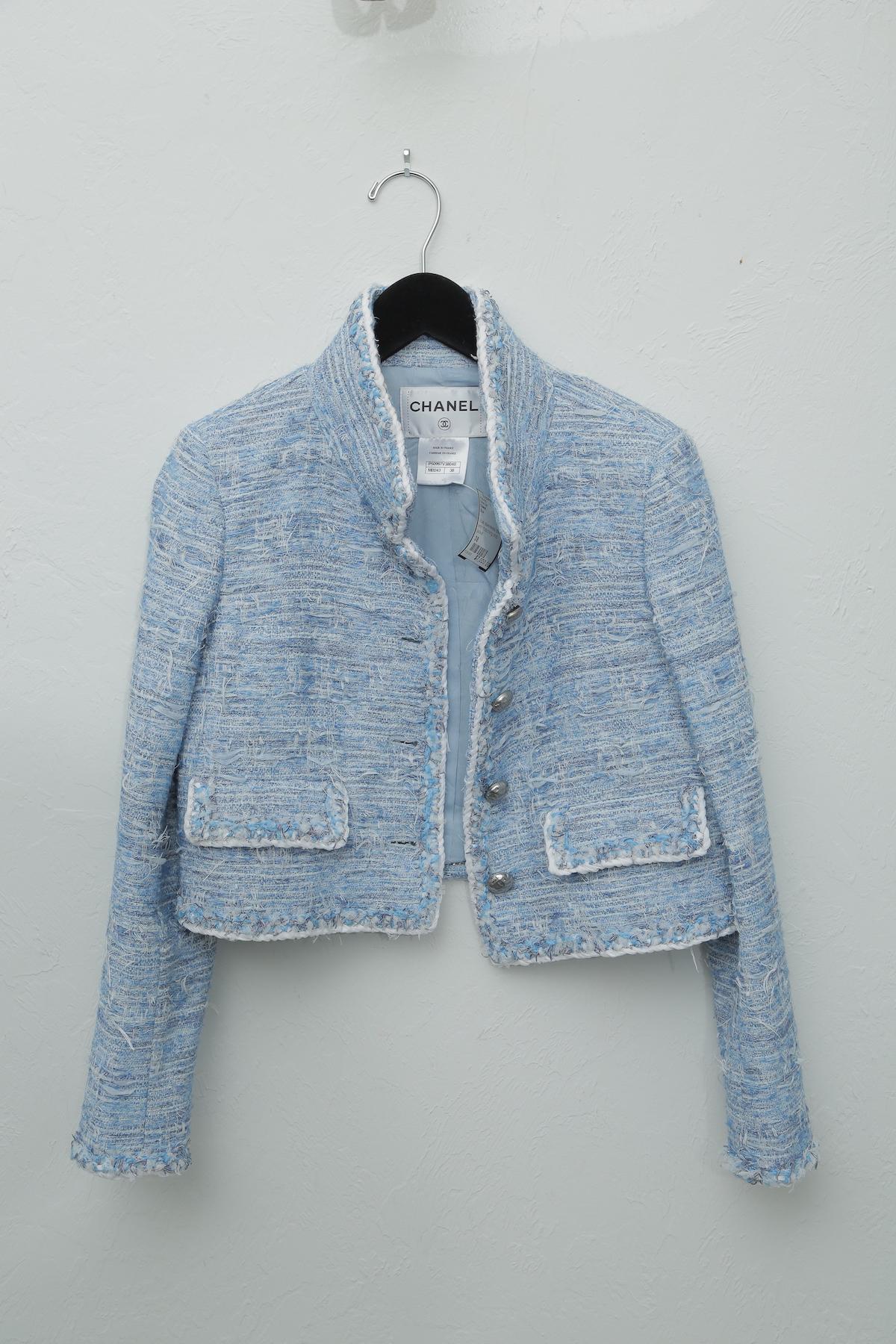 Chanel Blue Baby Tweed with Matching Jacket Cocktail Dress 1