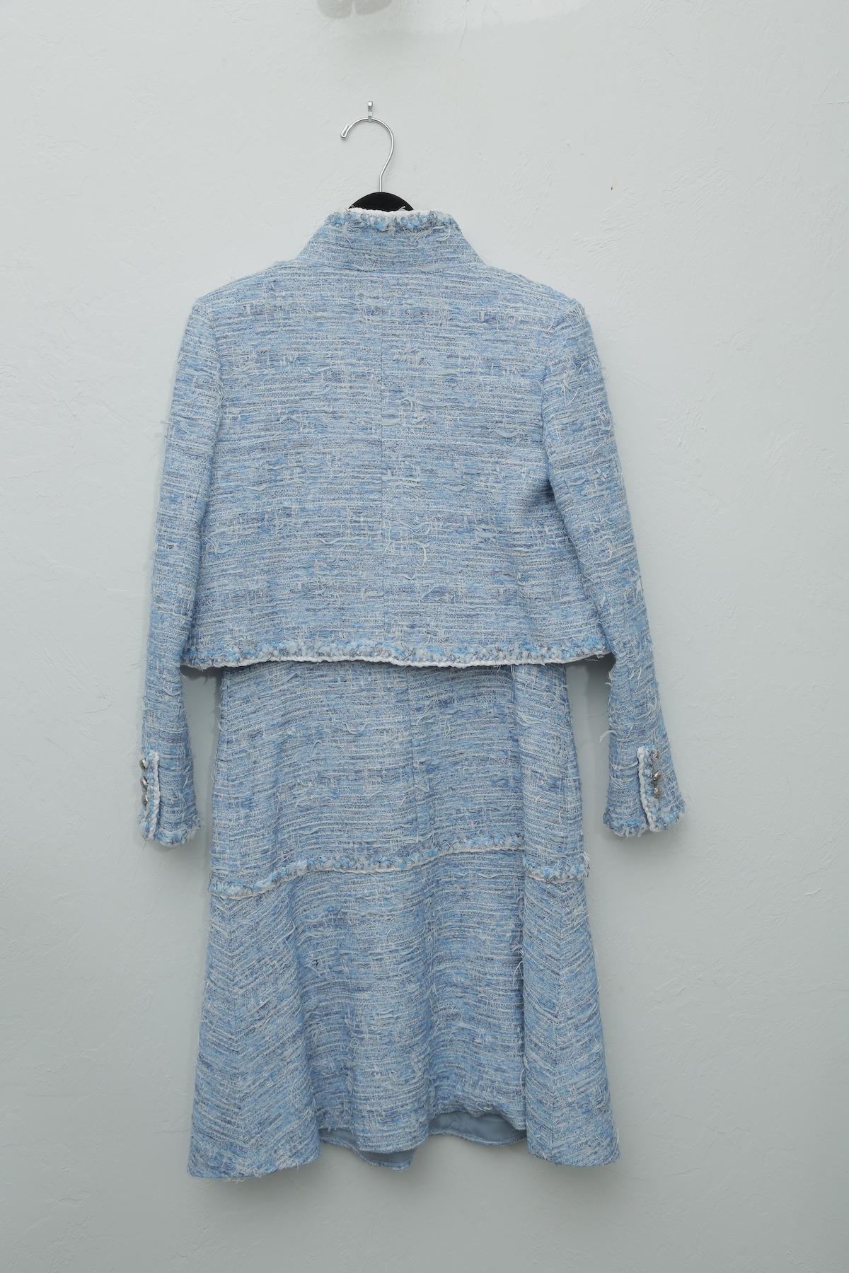 Chanel Blue Baby Tweed with Matching Jacket Cocktail Dress 2