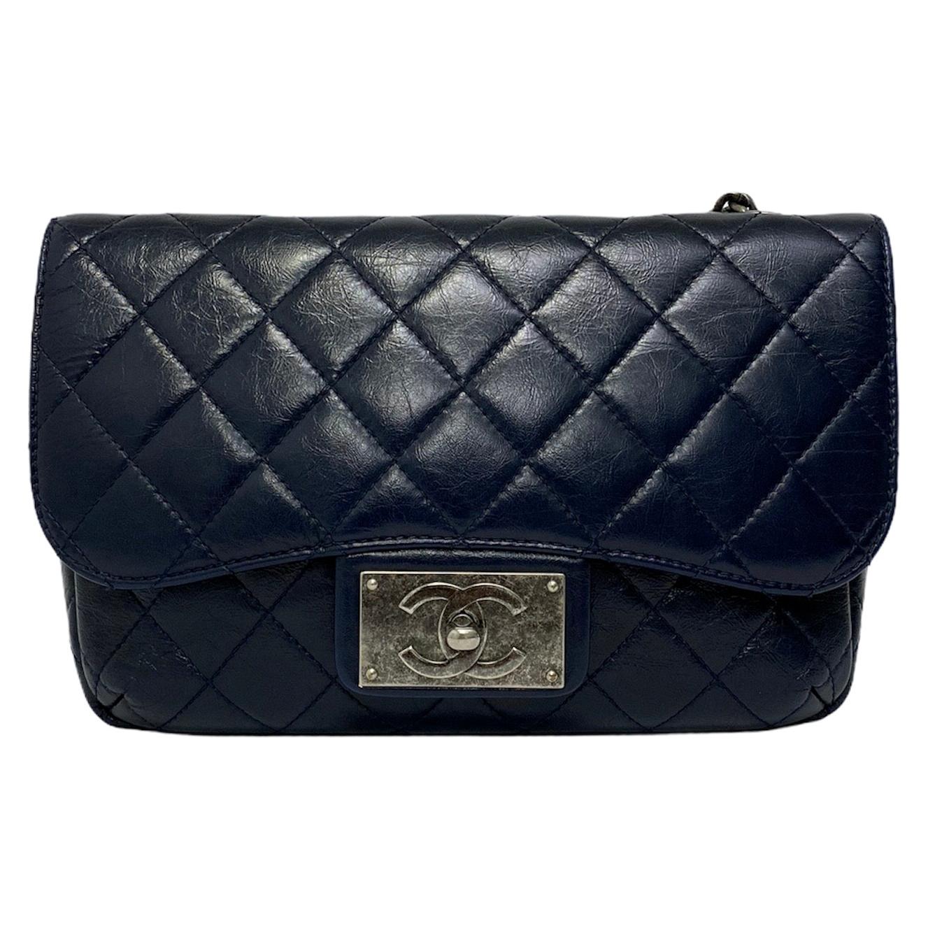 Chanel Blue Bag in Leather with Silver Hardware
