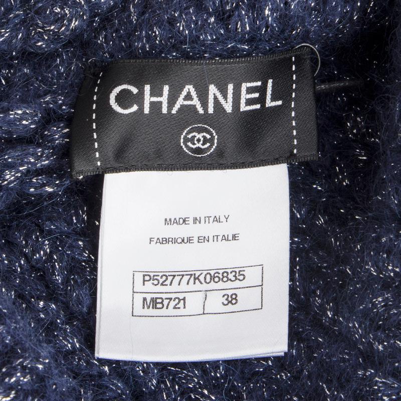 Black CHANEL blue & beige mohair Sleeveless Turtleneck Sweater 38 S For Sale