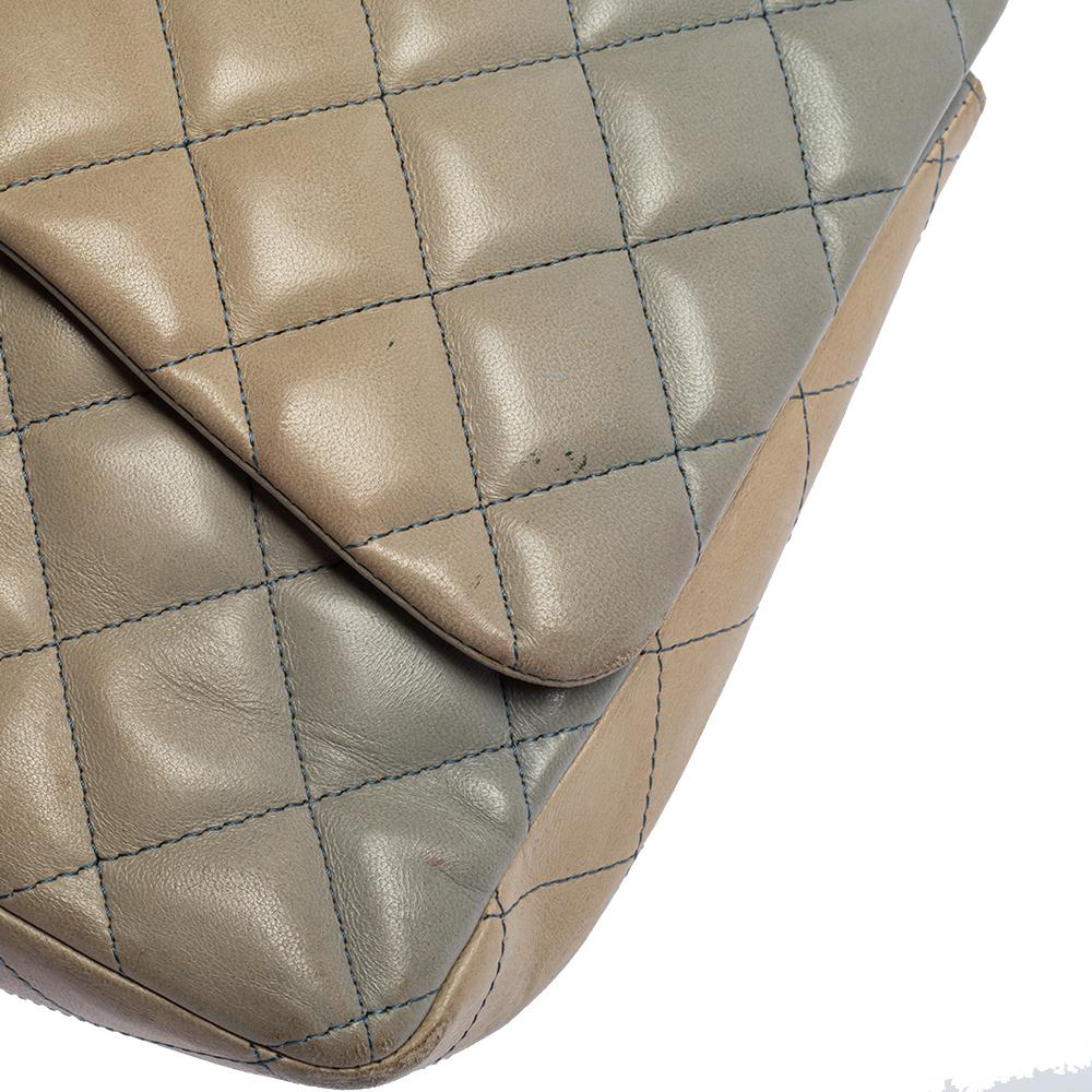 Chanel Blau/Beige Ombre Gestepptes Leder Jumbo Classic Single Flap Tasche 6
