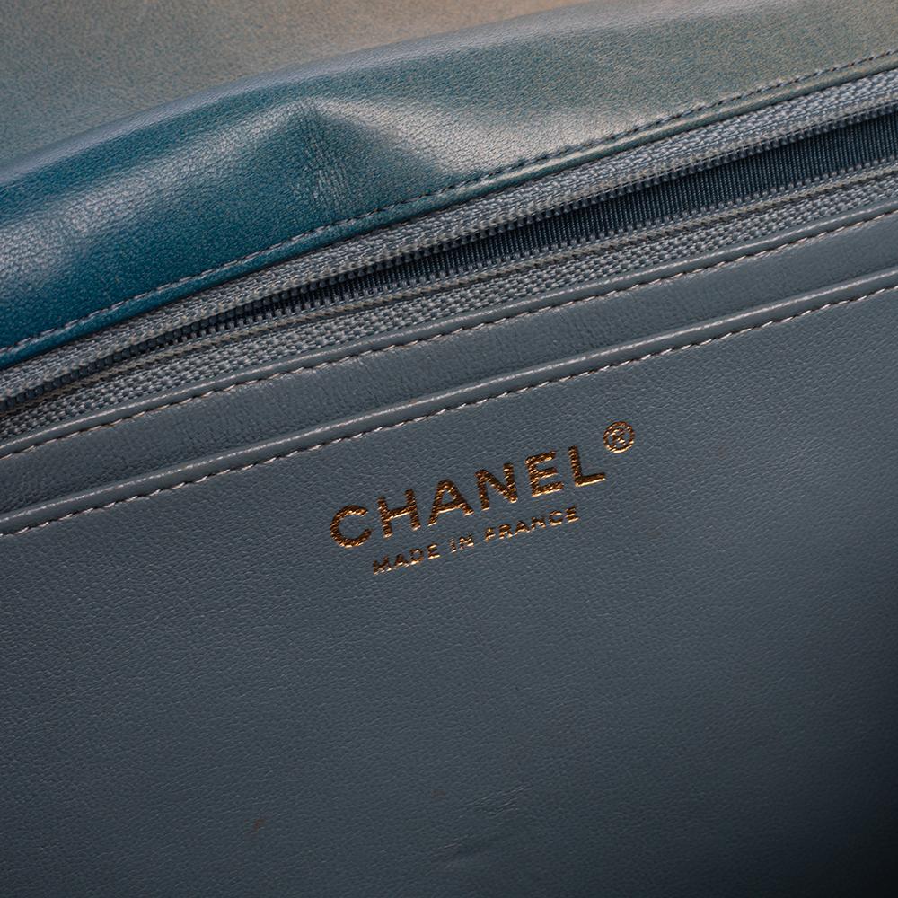 Chanel Blau/Beige Ombre Gestepptes Leder Jumbo Classic Single Flap Tasche 7