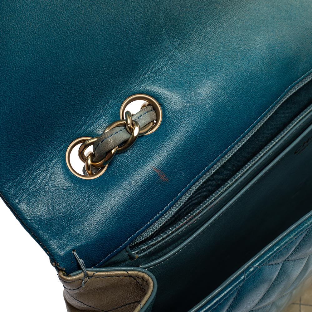 Chanel Blau/Beige Ombre Gestepptes Leder Jumbo Classic Single Flap Tasche 2