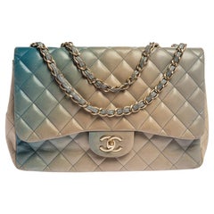 Chanel Blue/Beige Ombre Quilted Leather Jumbo Classic Single Flap Bag