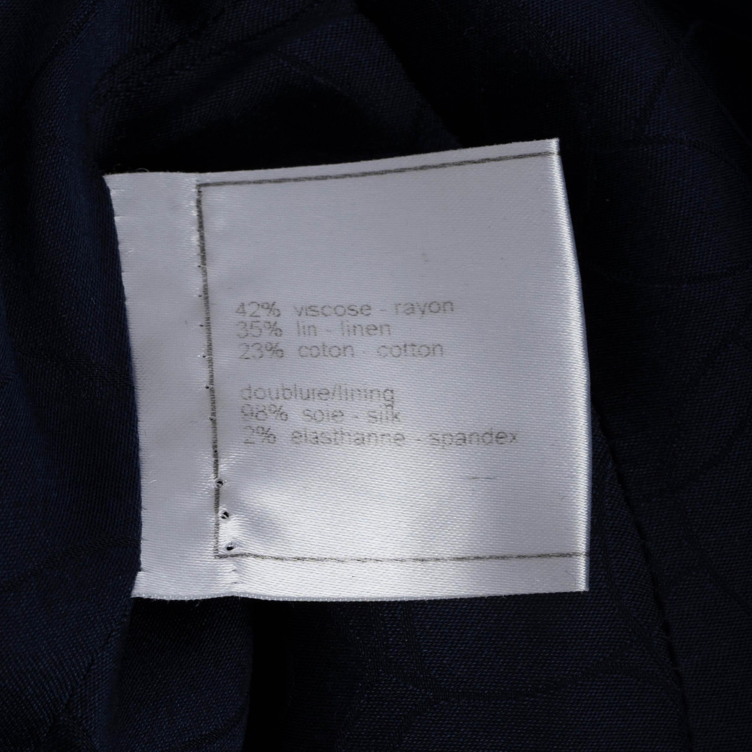 CHANEL blue & black 2007 07P LACE TRIM TWEED Dress XS For Sale 3