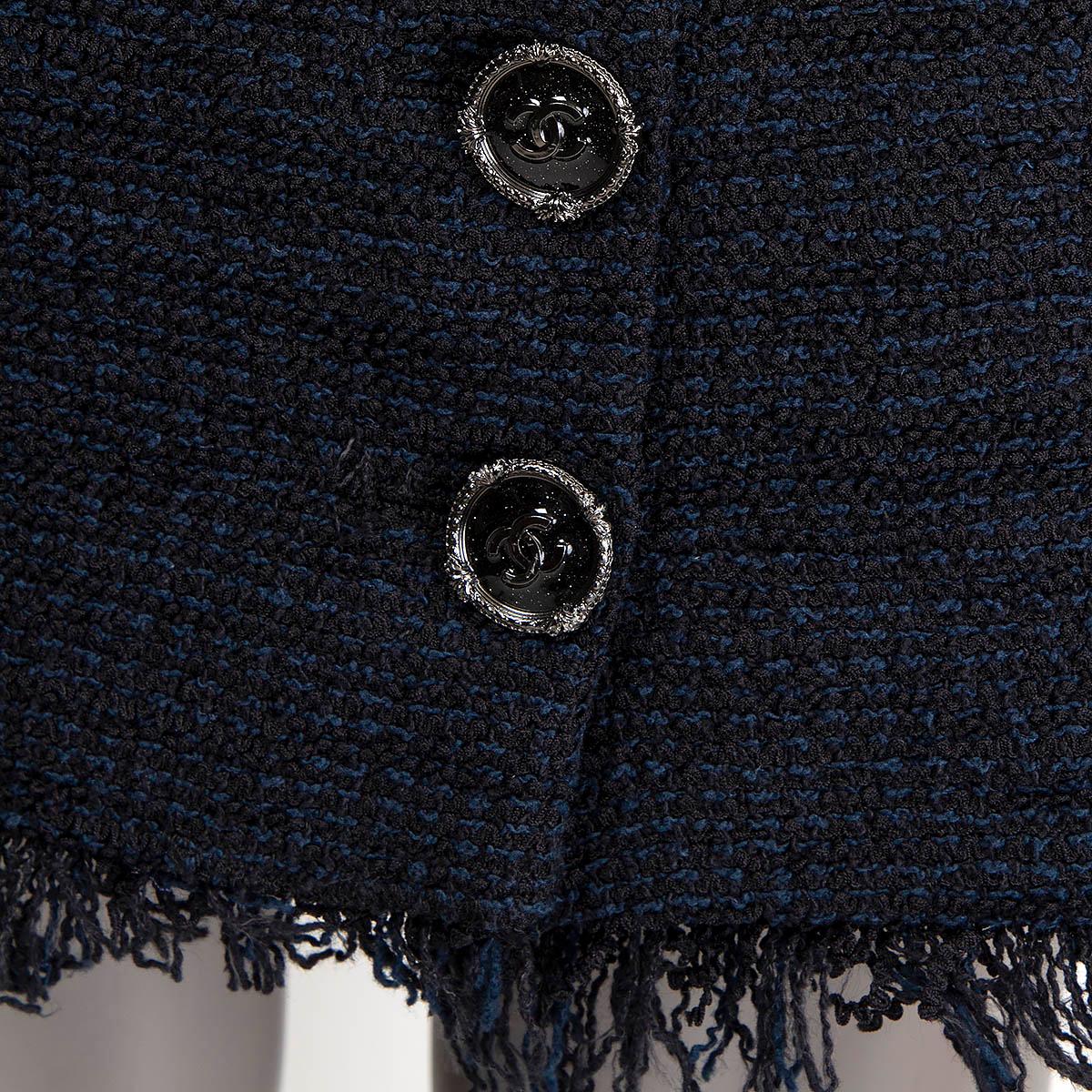 CHANEL blue & black cotton 2013 13C TWEED Knee-Length Skirt 48 4XL For Sale 1