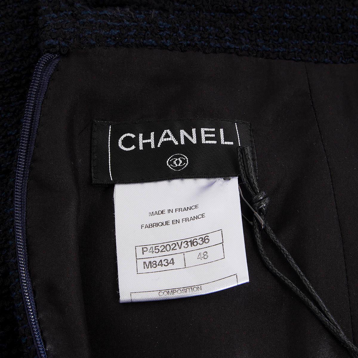 CHANEL blue & black cotton 2013 13C TWEED Knee-Length Skirt 48 4XL For Sale 2
