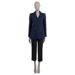 CHANEL blue & black cotton blend 2016 16S TWEED Jacket 36 XS NWT