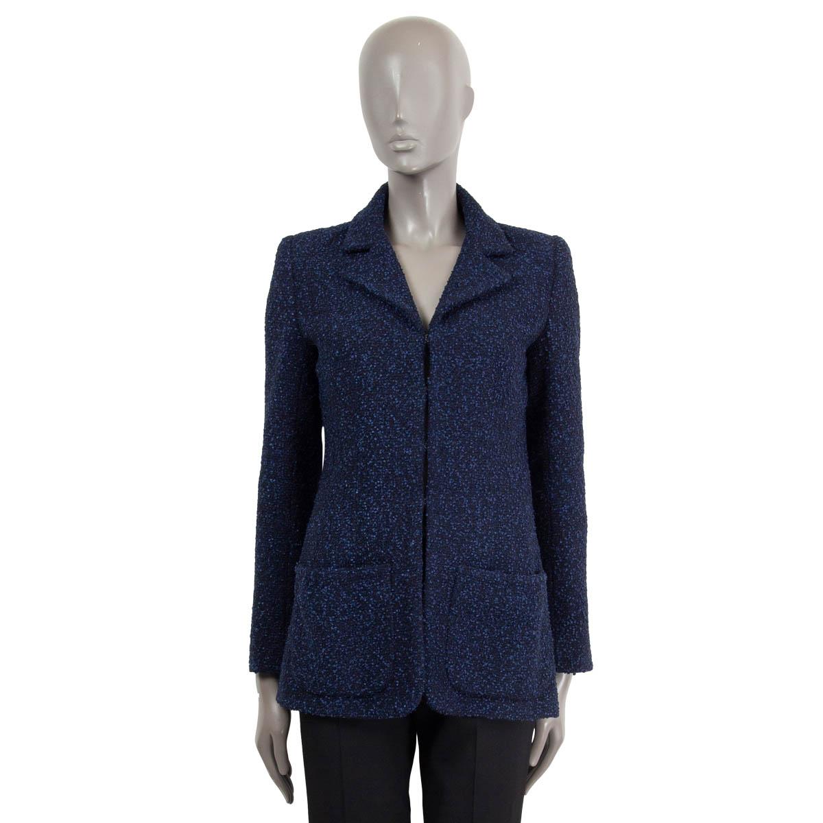 Black CHANEL blue & black cotton blend 2016 16S TWEED Jacket 36 XS NWT For Sale
