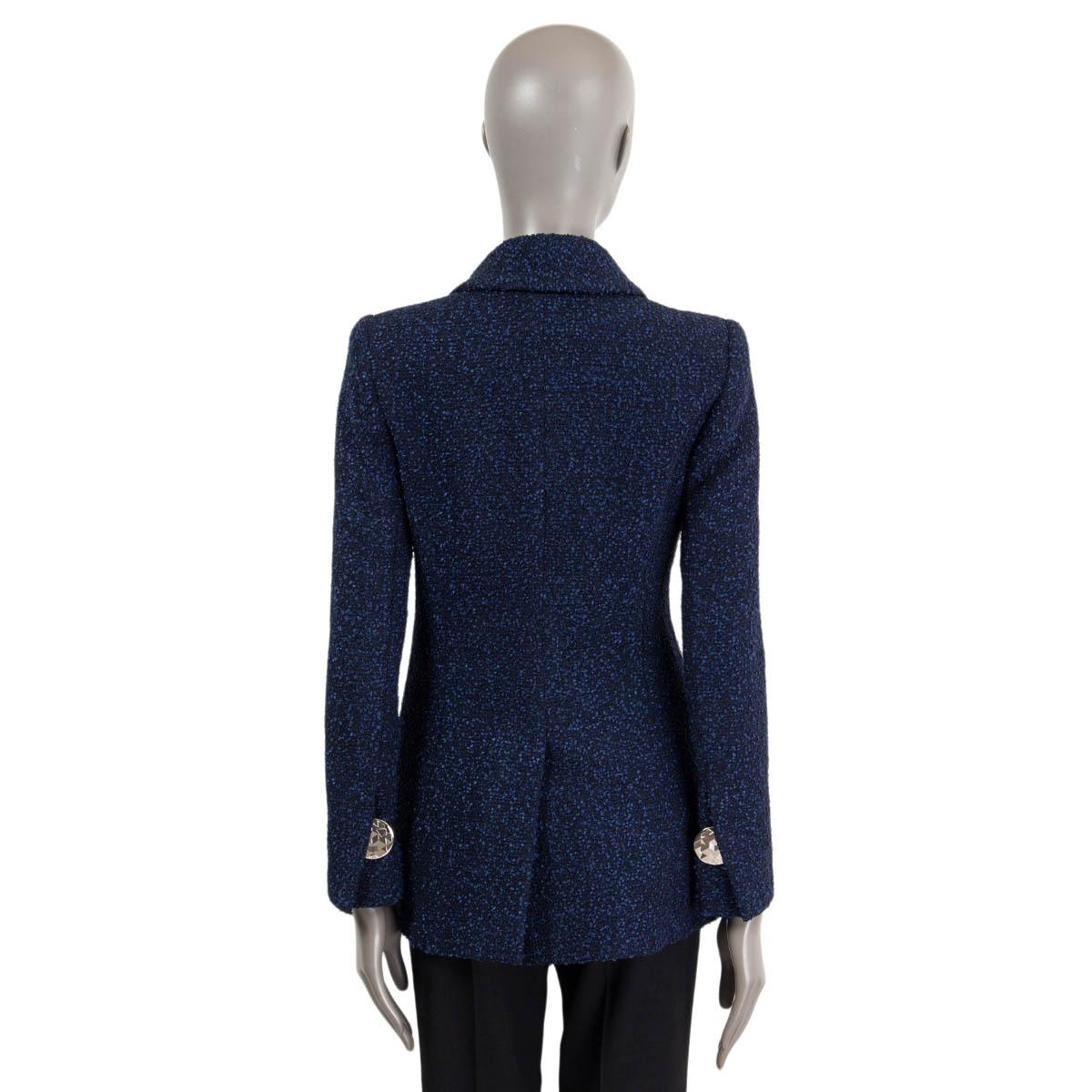 Noir CHANEL - Veste en coton mélangé bleu et noir, taille 36, état neuf avec étiquettes, années 16 en vente