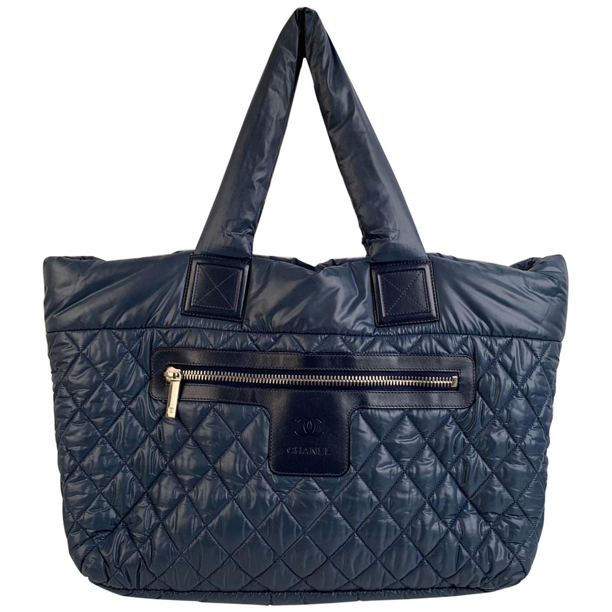 Chanel A69941 B06387 NE267 Deauville Shopping Tote Mixed Fibers Fabric Tote B Blue / NE267 Fabric Tote Bag SHW