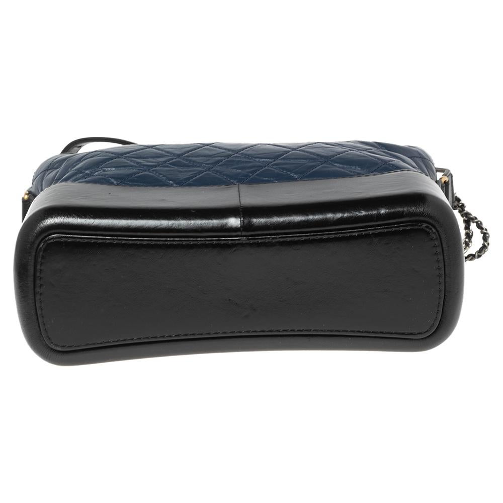 Chanel Blue/Black Quilted Leather Gabrielle Shoulder Bag 7
