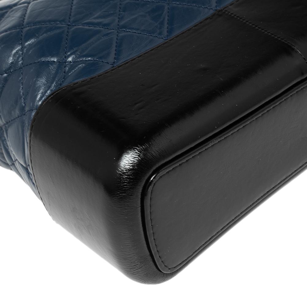 Women's Chanel Blue/Black Quilted Leather Gabrielle Shoulder Bag
