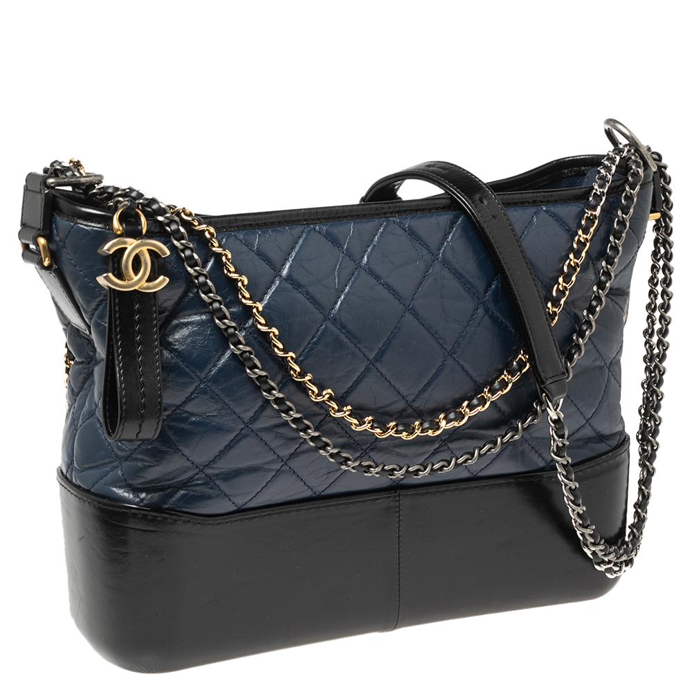 Chanel Blue/Black Quilted Leather Gabrielle Shoulder Bag 4