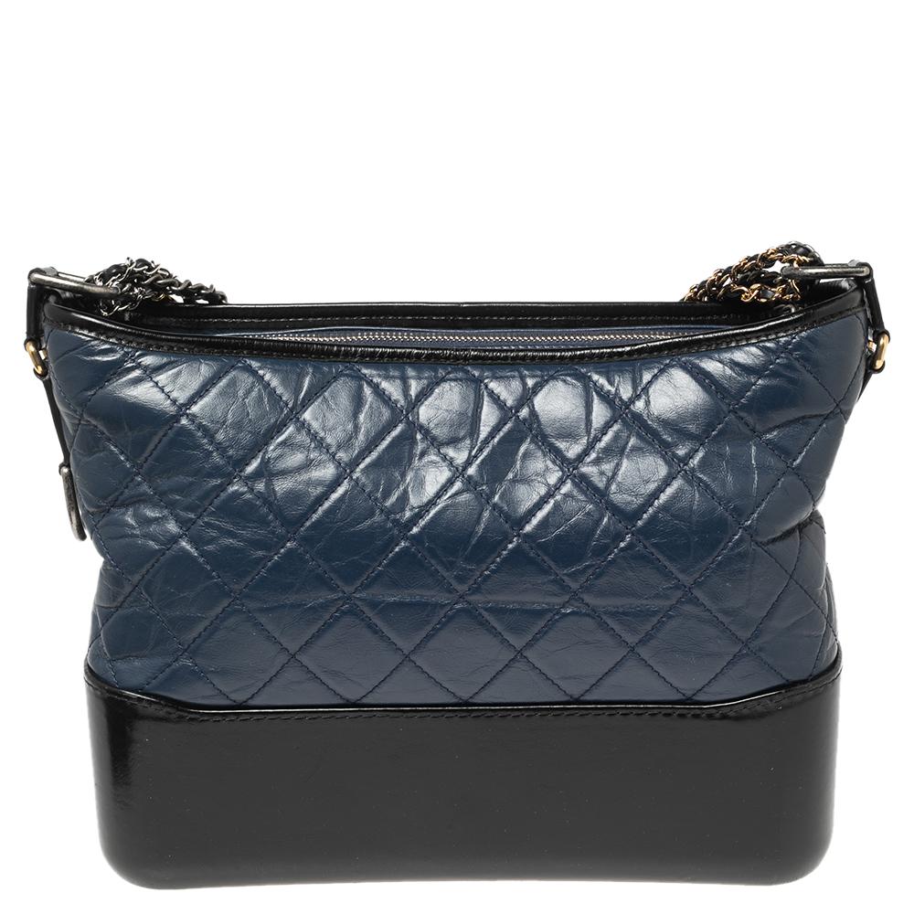 Chanel Blue/Black Quilted Leather Gabrielle Shoulder Bag 5