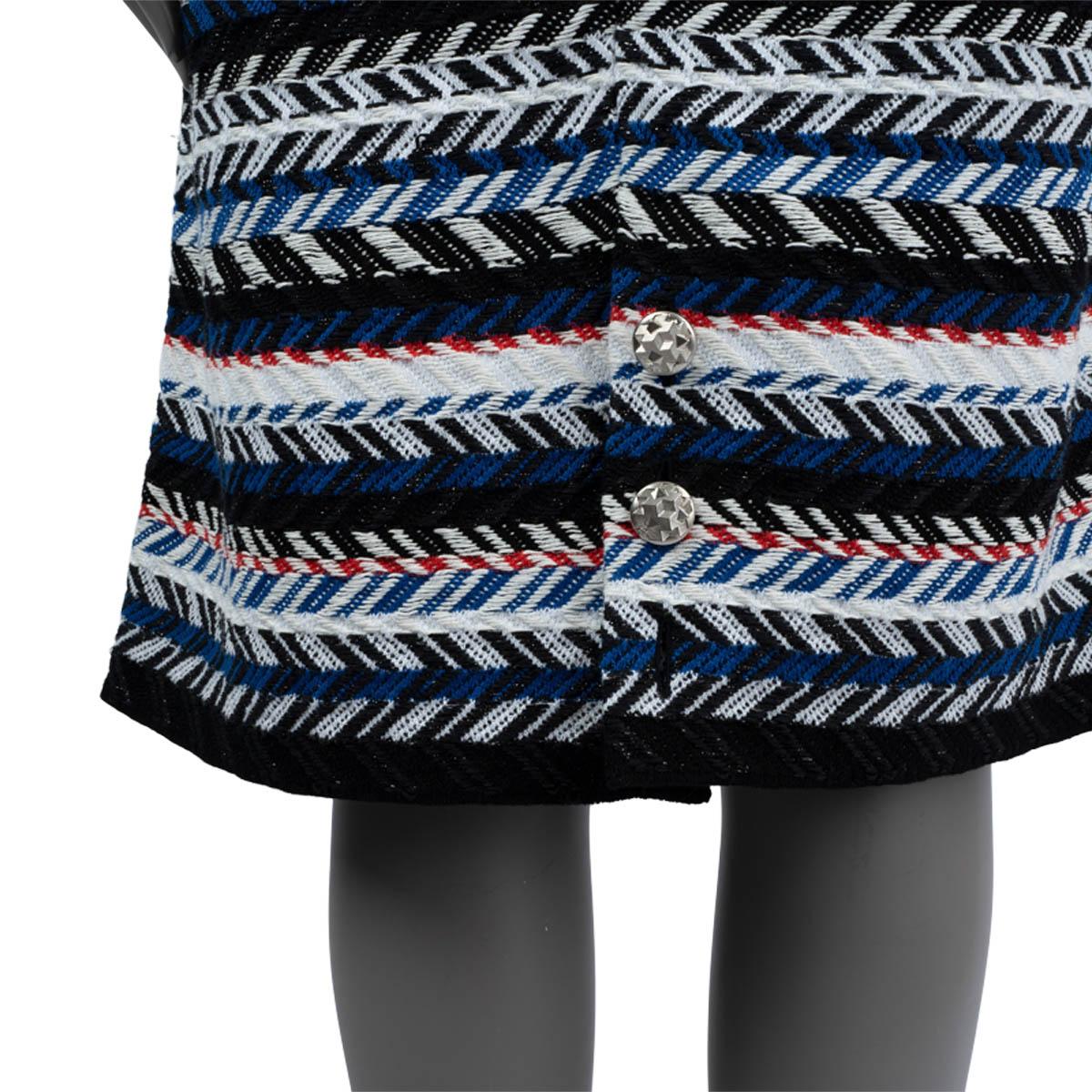 CHANEL bleu noir rouge blanc coton 2016 16S STRIPED TWEED Skirt 40 M en vente 5