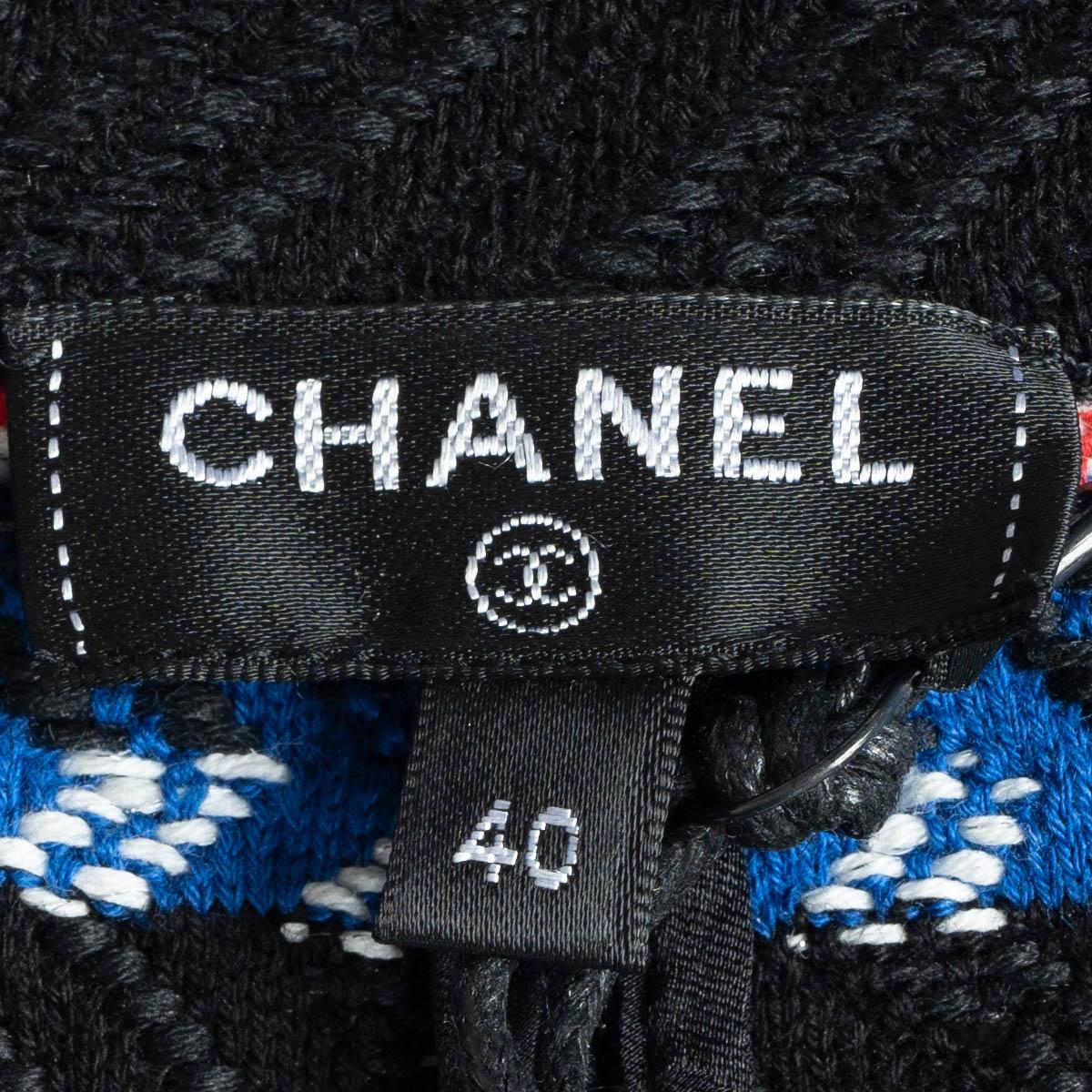 CHANEL bleu noir rouge blanc coton 2016 16S STRIPED TWEED Skirt 40 M en vente 6