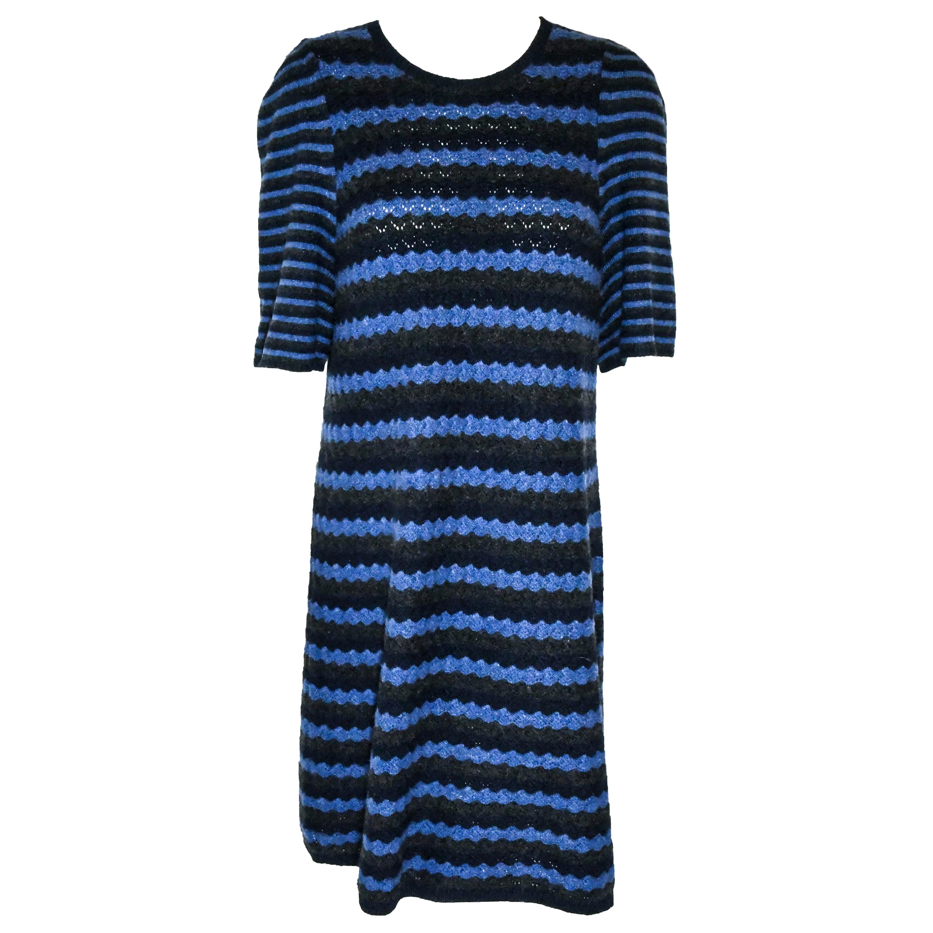 blue and black striped dress
