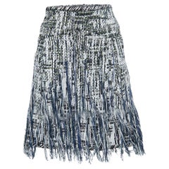 Chanel Blue/Black Tweed Fringed Skirt M