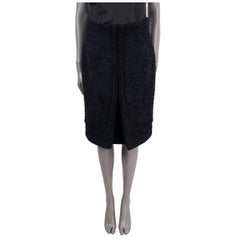 CHANEL blue & black wool 2009 09A TWEED Skirt 44 XL