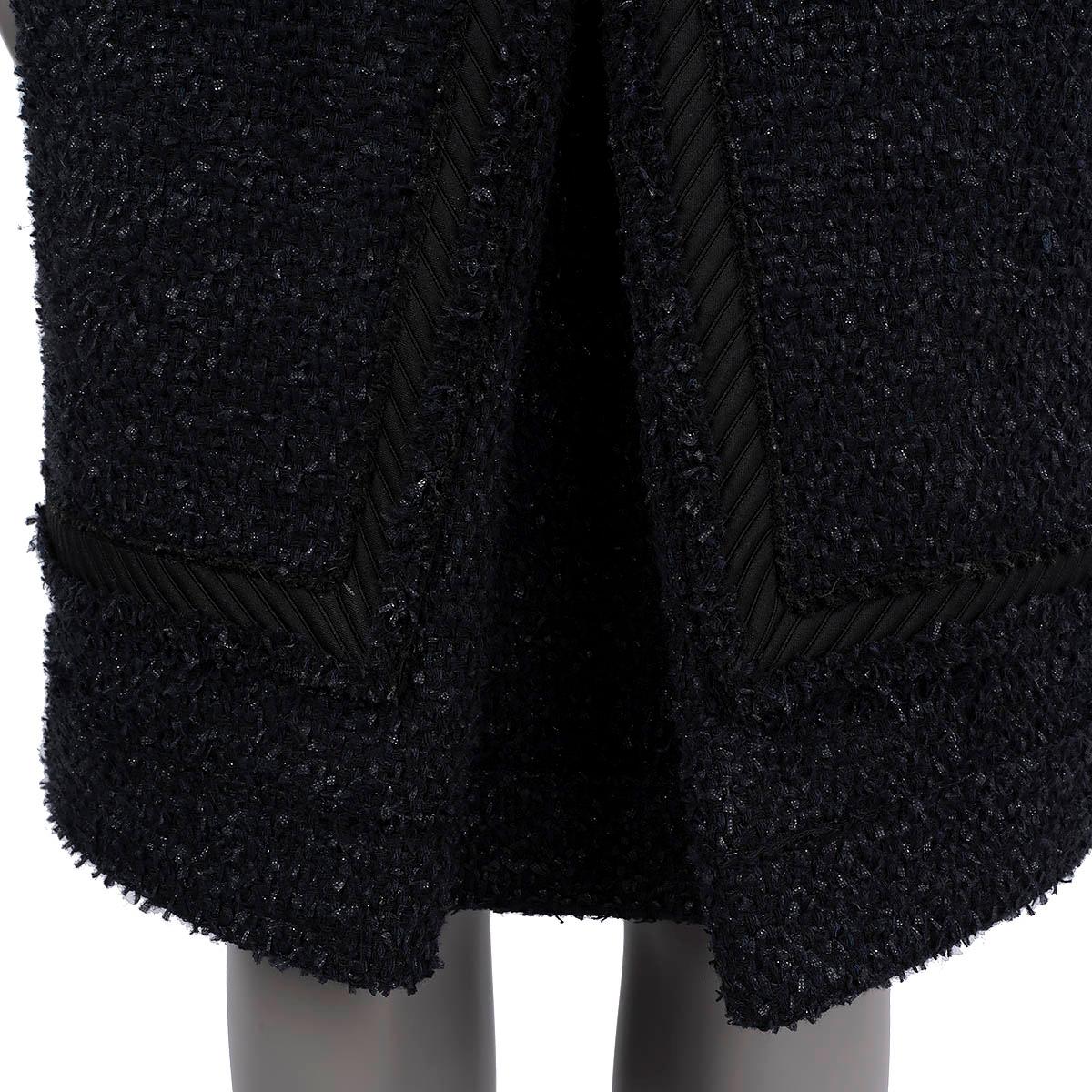 CHANEL blue & black wool 2009 09A TWEED Skirt 44 XL For Sale 3