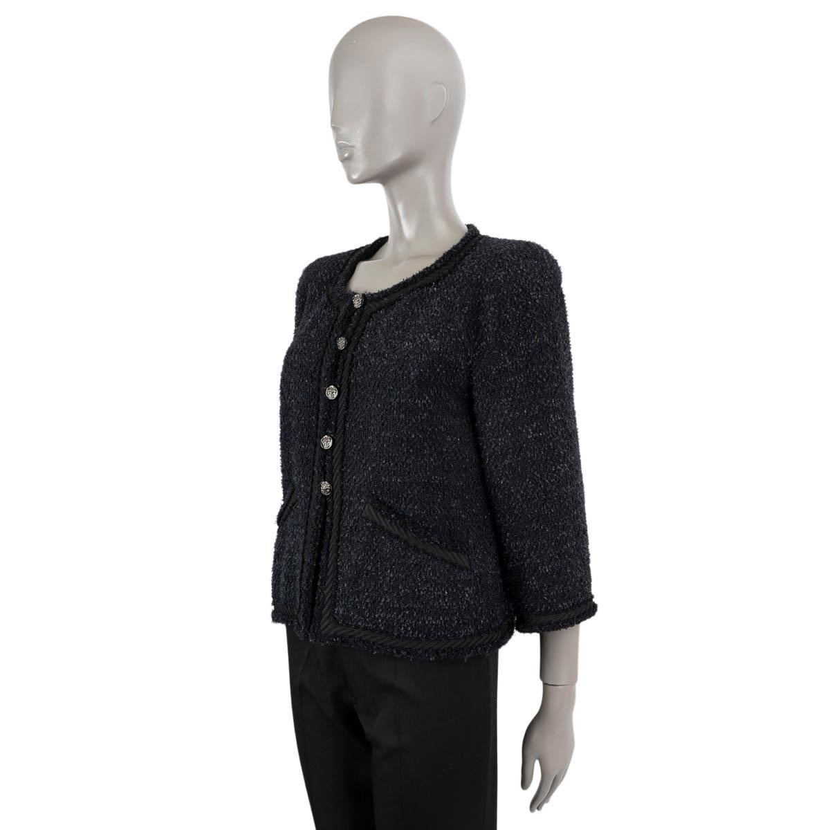 Women's CHANEL blue & black wool blend 2009 09A TWEED Jacket 42 L