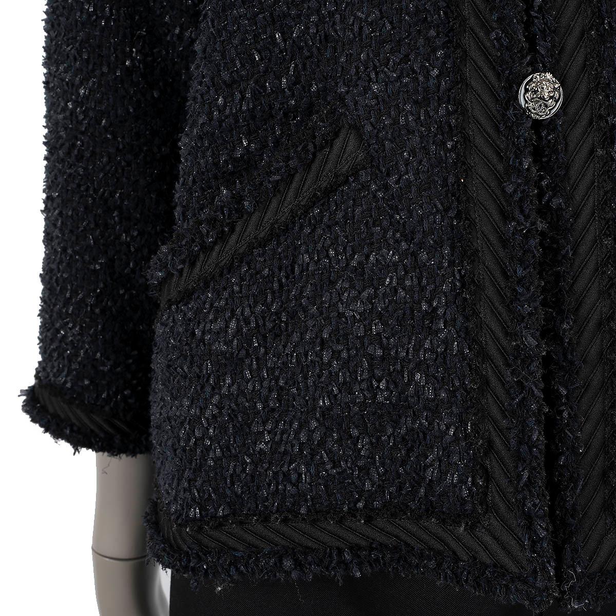 CHANEL blue & black wool blend 2009 09A TWEED Jacket 42 L 3