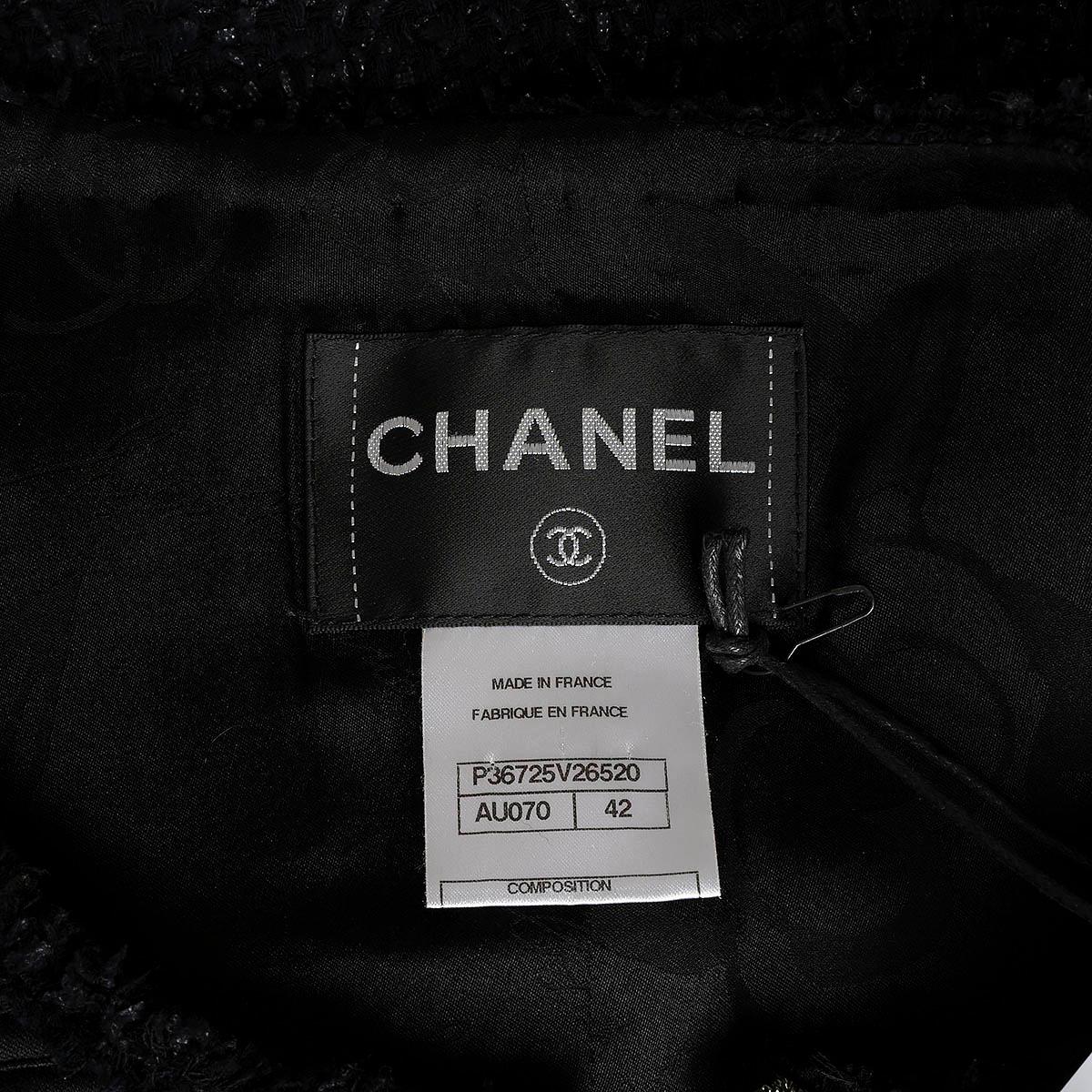 CHANEL blue & black wool blend 2009 09A TWEED Jacket 42 L 5