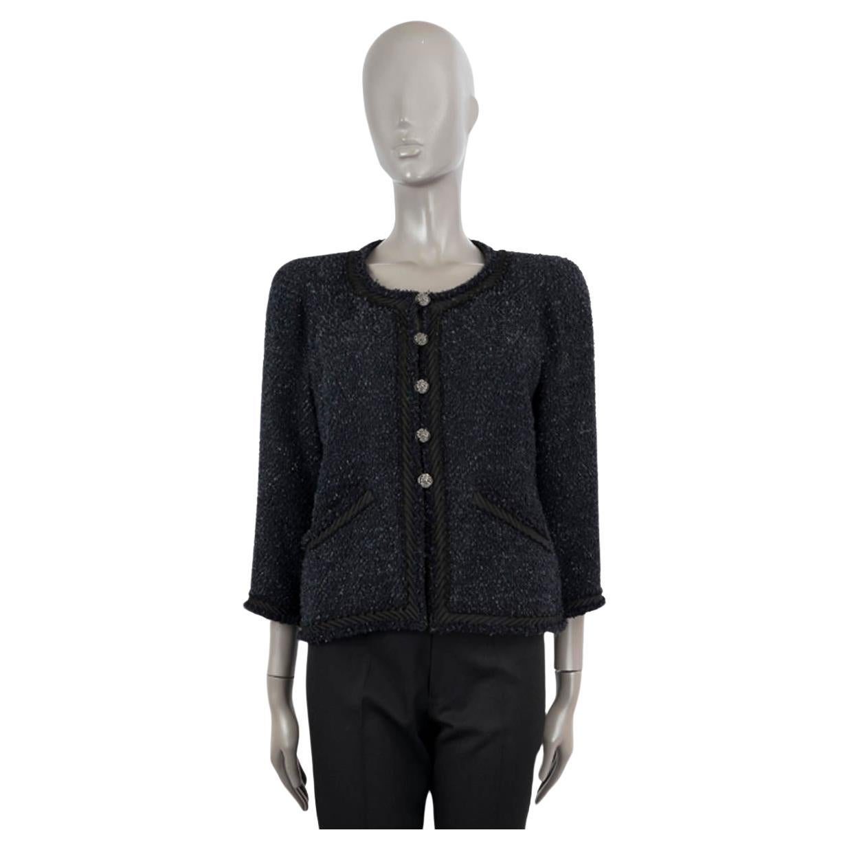Chanel Blue & Black Wool Blend 2009 09A Tweed Jacket 42 L