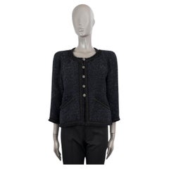 CHANEL blue & black wool blend 2009 09A TWEED Jacket 42 L