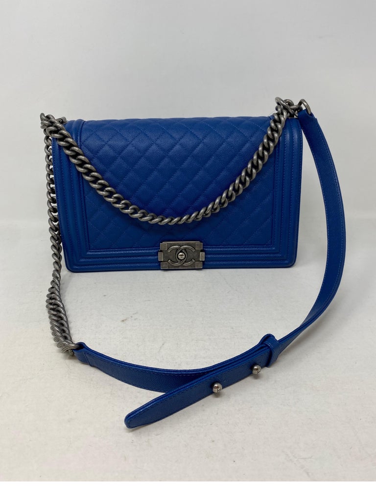 Chanel Large Blue Leather Boy Bag Crossbody (WWXZ) 144010020124 DO/SA