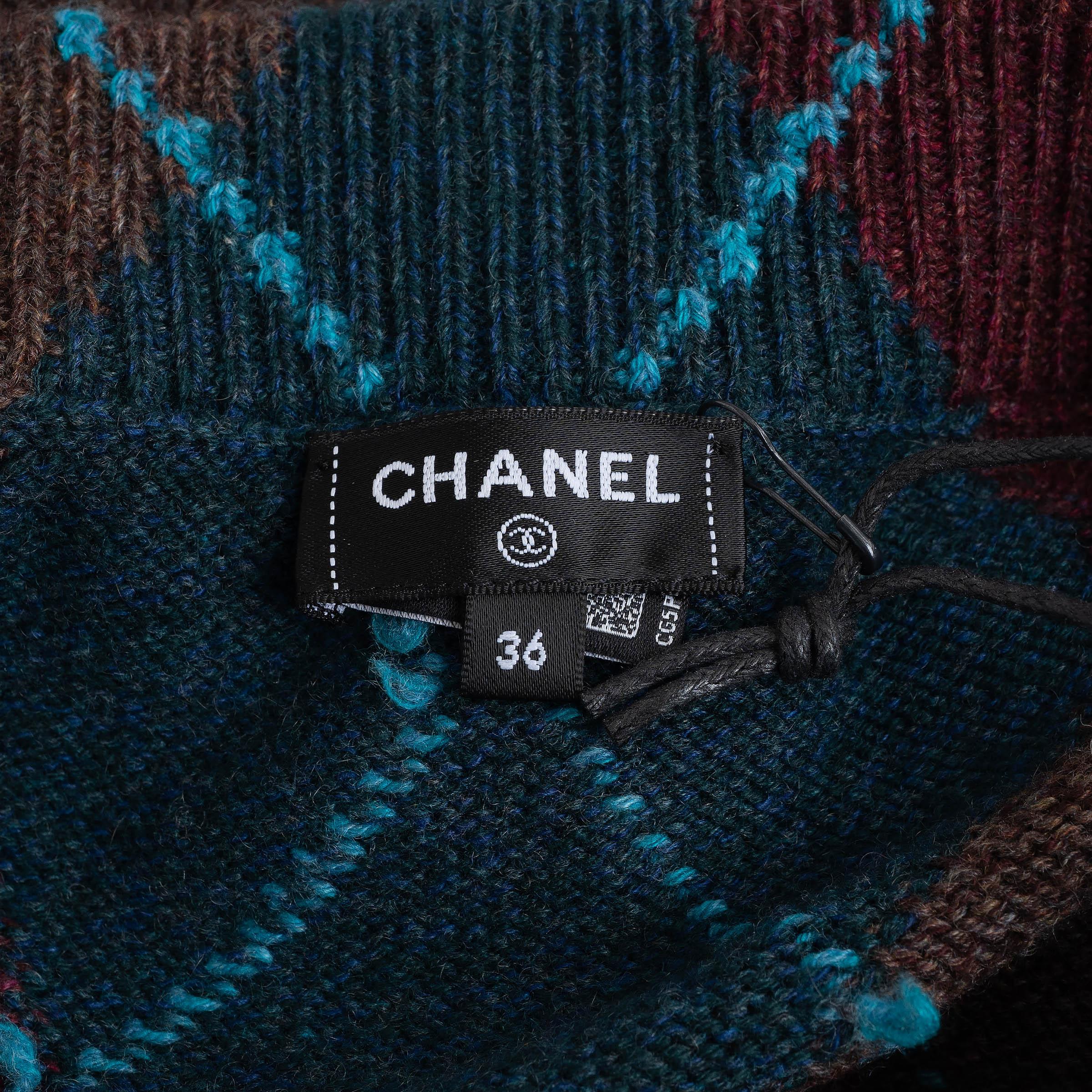 Chanel Gonna MINI in cashmere blu marrone 24A MANCHESTER ARGYLE 36 XS 3