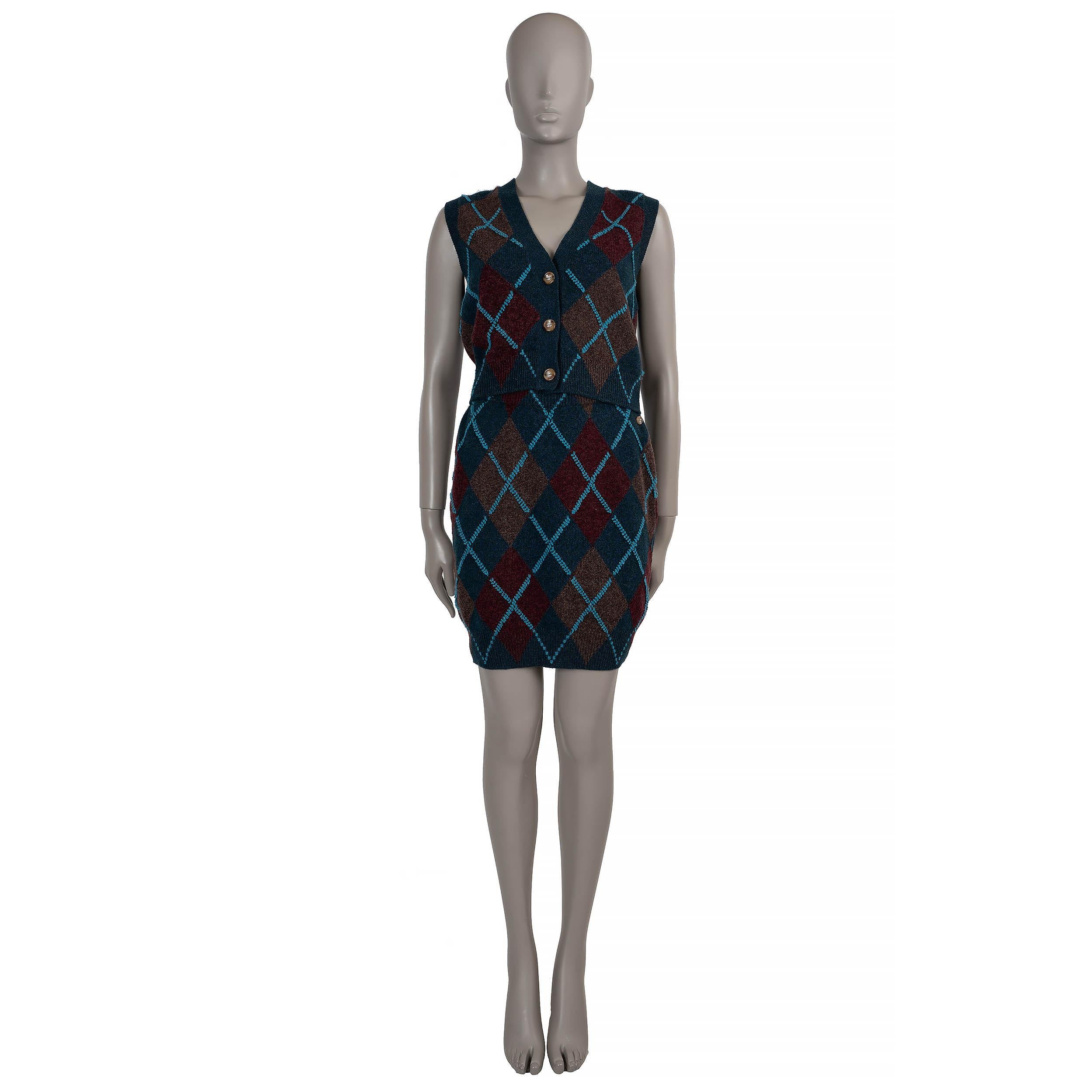 Chanel Gonna MINI in cashmere blu marrone 24A MANCHESTER ARGYLE 36 XS 5