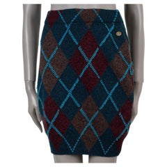 Chanel Gonna MINI in cashmere blu marrone 24A MANCHESTER ARGYLE 36 XS