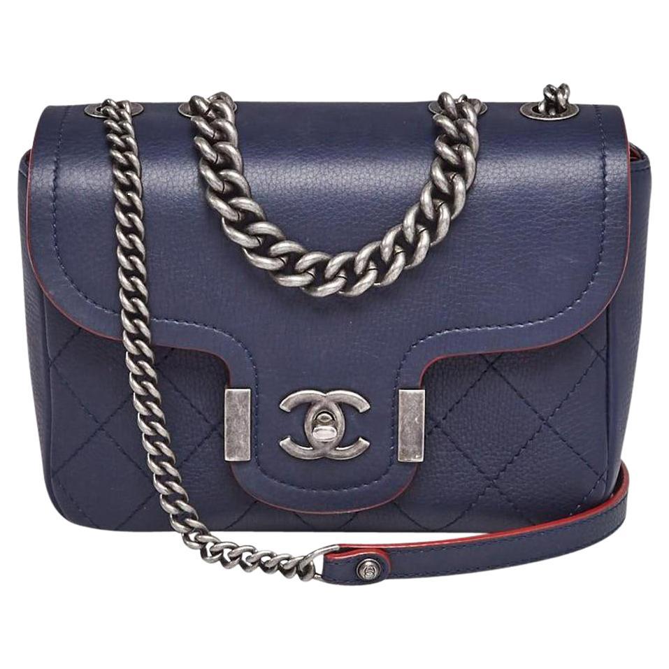 Chanel Blue Calfskin Archi Chic Small Crossbody Flap Bag 97cas18