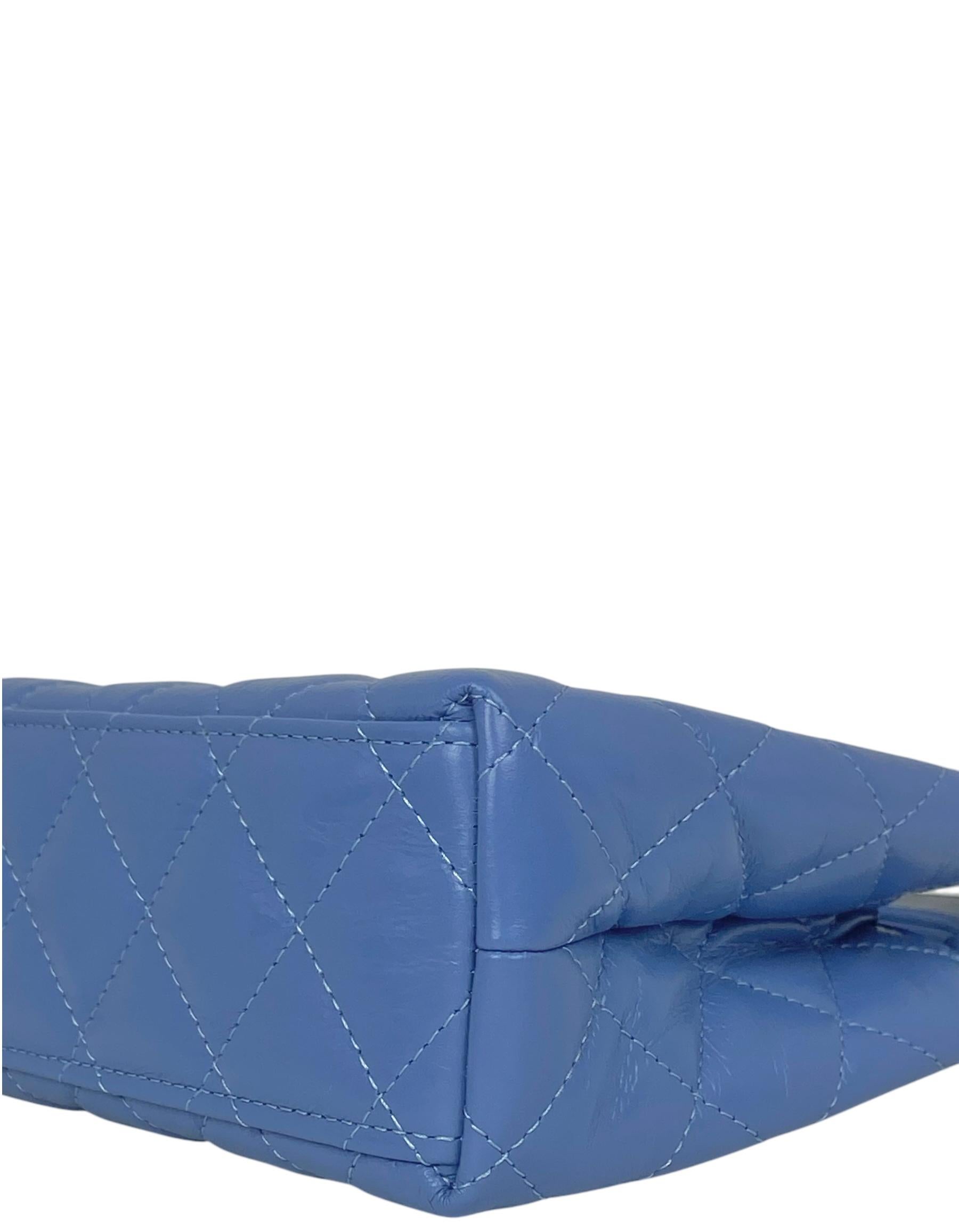 Chanel Blue Calfskin Leather Quilted Nano Kelly Shopper Crossbody Bag 2
