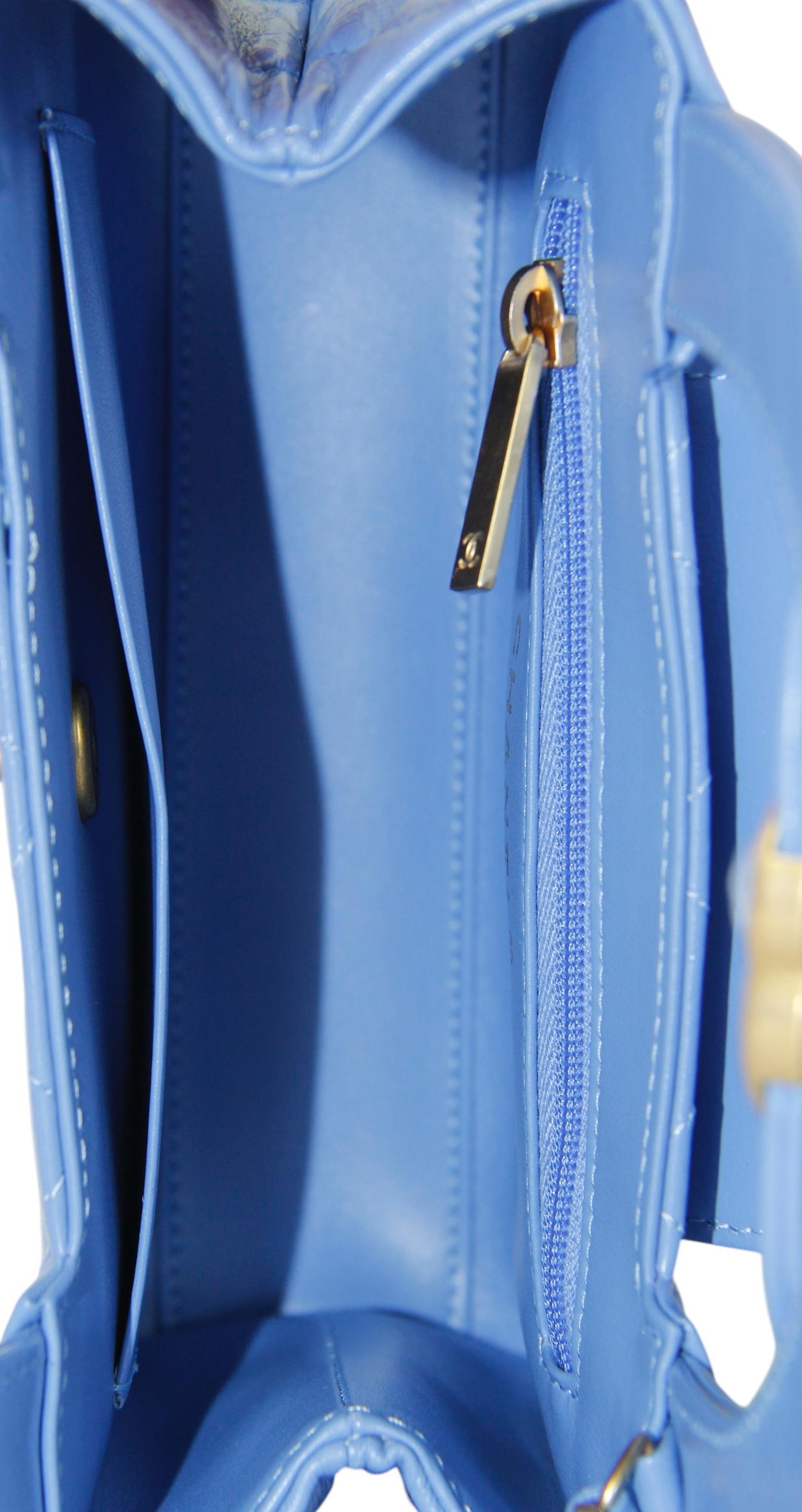 Chanel Blue Calfskin Leather Quilted Nano Kelly Shopper Crossbody Bag 3