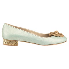 Chanel Blue Camellia Ballet Flats Size IT 38