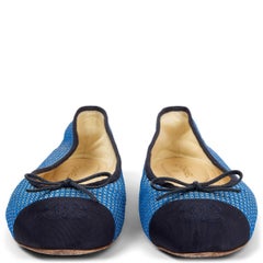 CHANEL blue canvas Ballet Flats Shoes 38