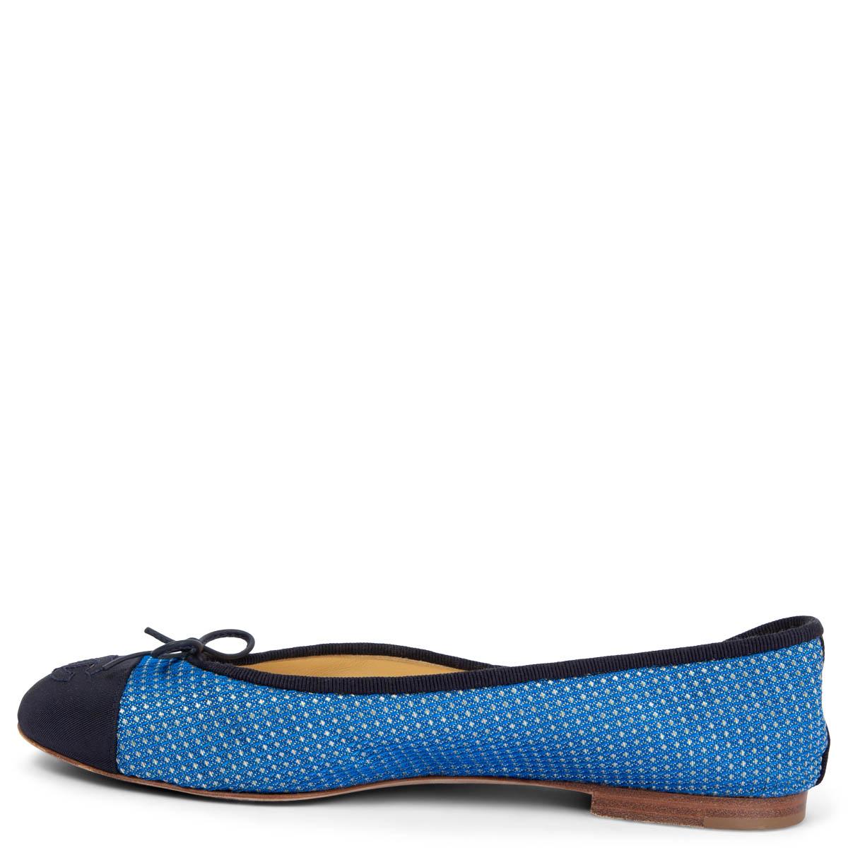 Women's CHANEL blue canvas Ballet Flats Shoes 38 For Sale