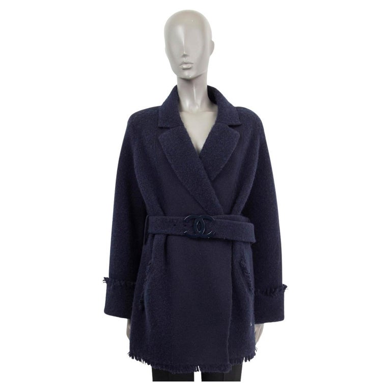 Louis Vuitton Signature Short Hooded Wrap Coat Night Blue. Size 36